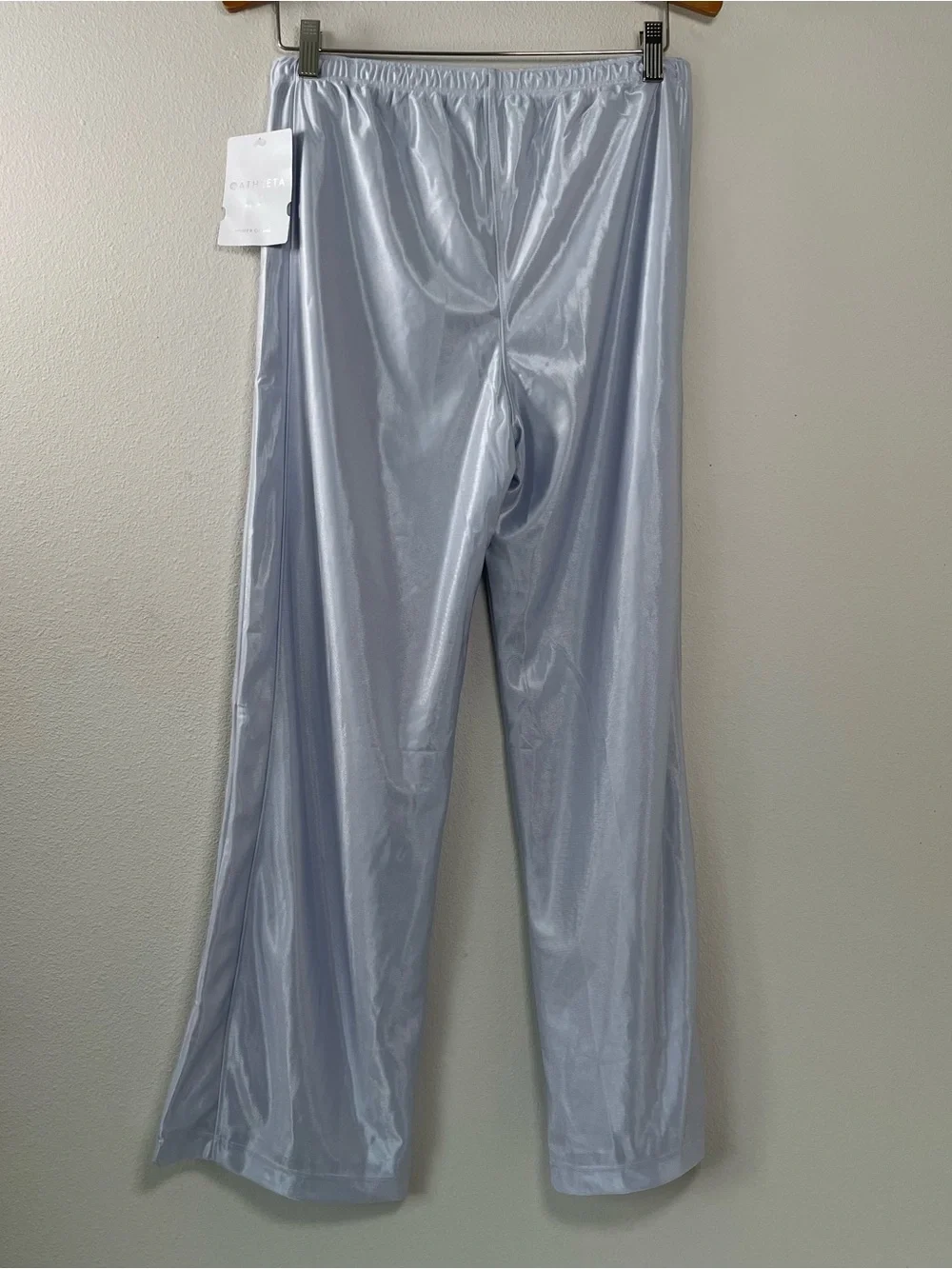 NEW Athleta Girl Shine On Track Wide Leg Pant Silver Blue Metallic Youth XXL 16